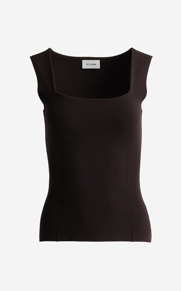 St. John Abby Top In Santa Roma Knit MOCH