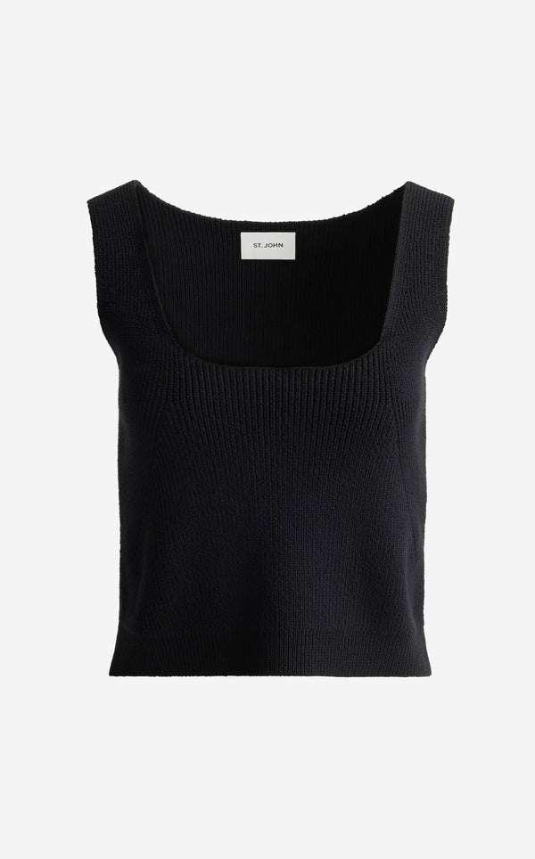 St. John Abigail Top In Redondo Rib Knit BK00