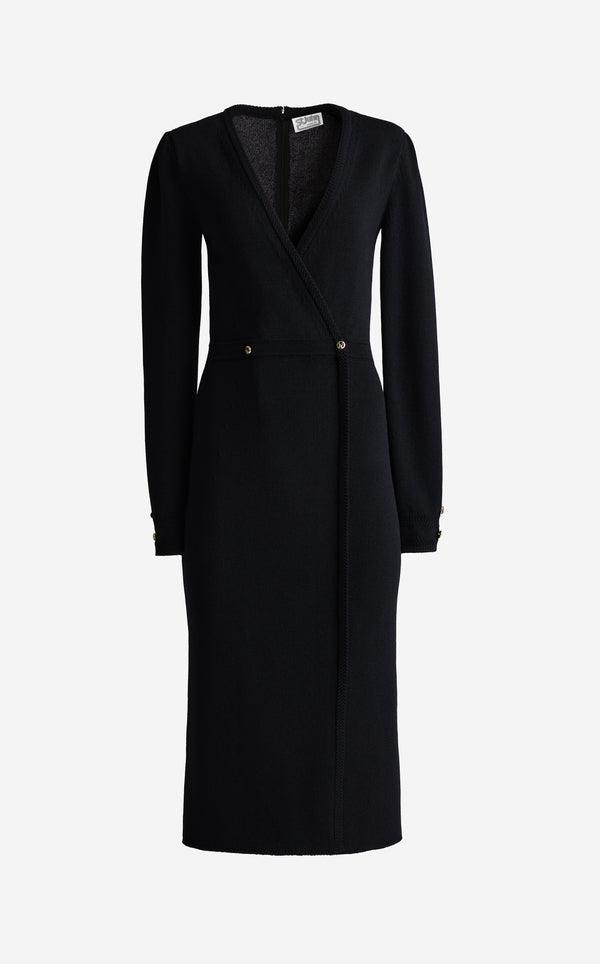 St. John Adrienne Dress In Legacy Crepe Knit BK00