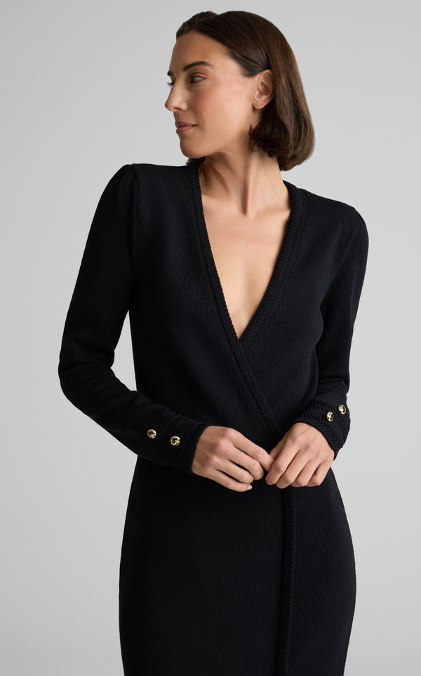 St. John Adrienne Dress In Legacy Crepe Knit BK00