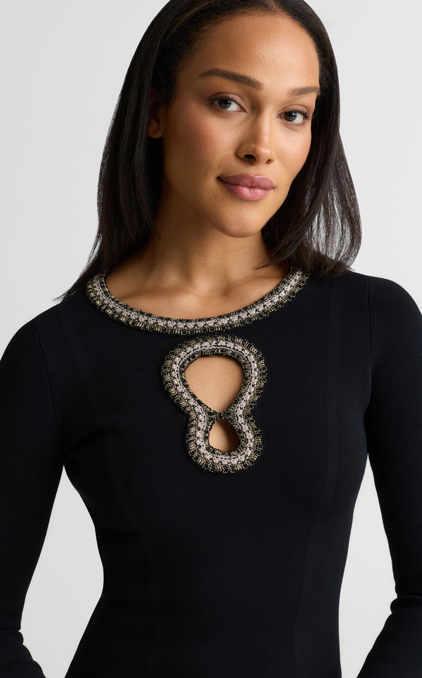 St. John Alina Gown In Santa Roma Knit BKGD
