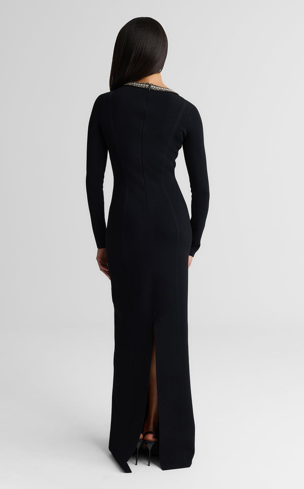 St. John Alina Gown In Santa Roma Knit BKGD
