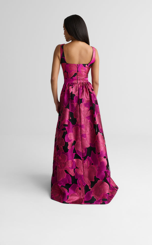 St. John Athena Gown In Floral Organza HTPK