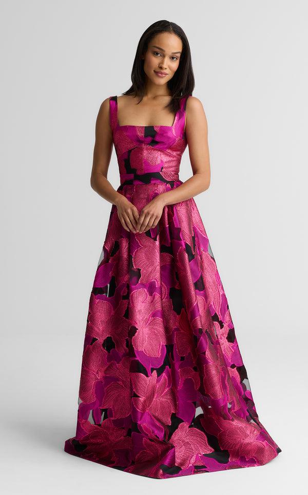st. john Athena Gown In Floral Organza HTPK