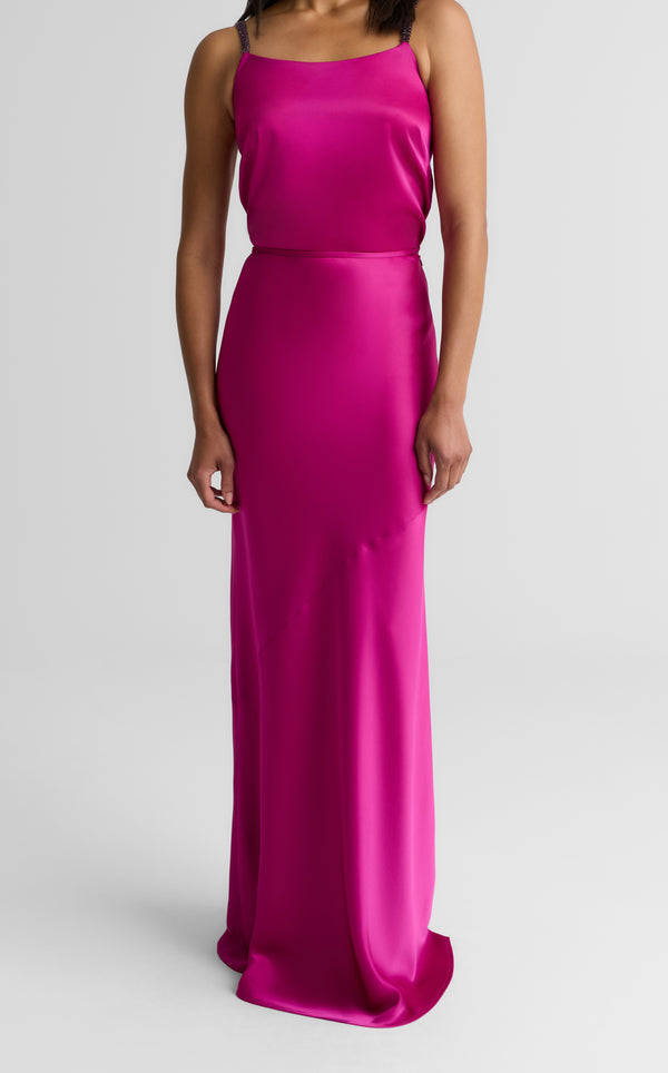 St. John Beverly Skirt In Liquid Satin HTPK