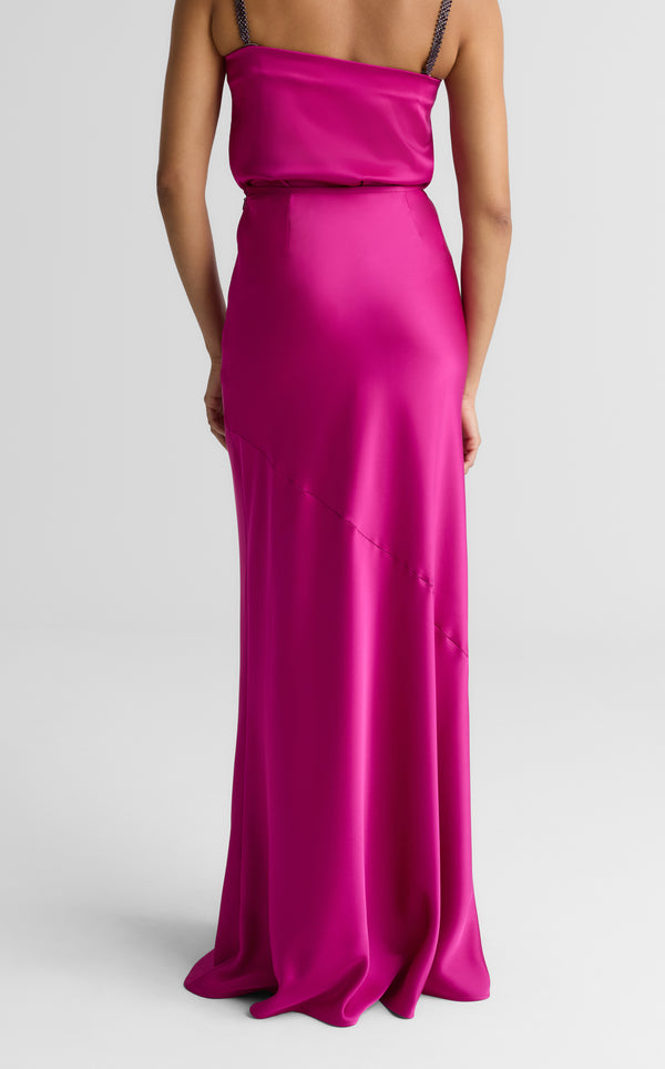 St. John Beverly Skirt In Liquid Satin HTPK