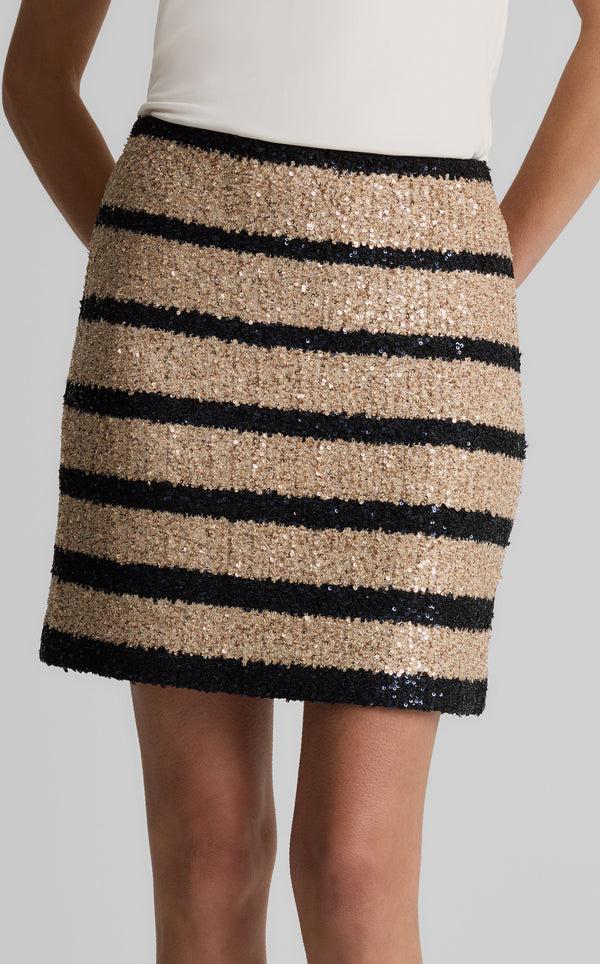 St. John Bonnie Skirt In Stripe Sequin Knit ECBT