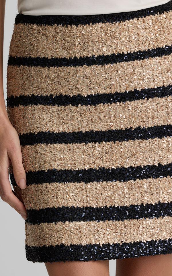 St. John Bonnie Skirt In Stripe Sequin Knit ECBT