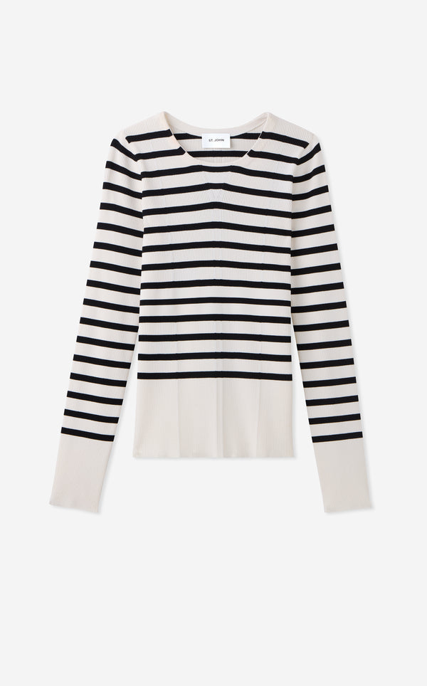 St. John Cassidy Sweater In Striped Knit ECBT