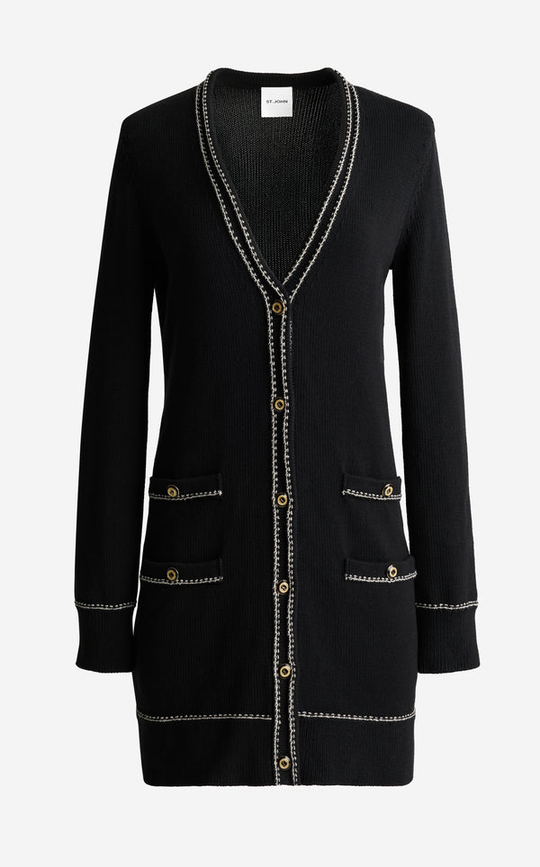 St. John Chantal Cardigan In Brisé Cotton Knit BLEM