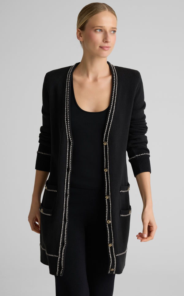St. John Chantal Cardigan In Brisé Cotton Knit BLEM