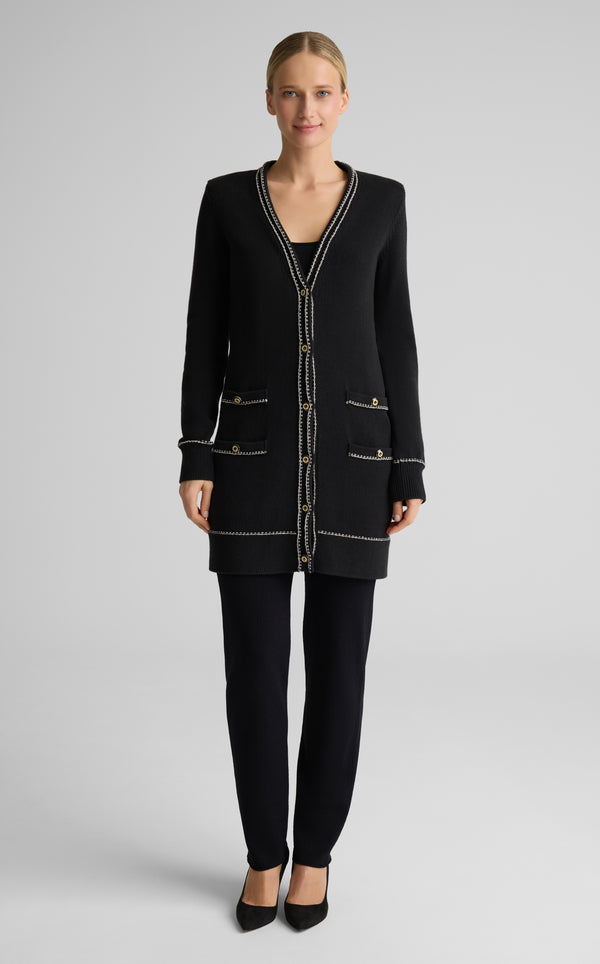 St. John Chantal Cardigan In Brisé Cotton Knit BLEM