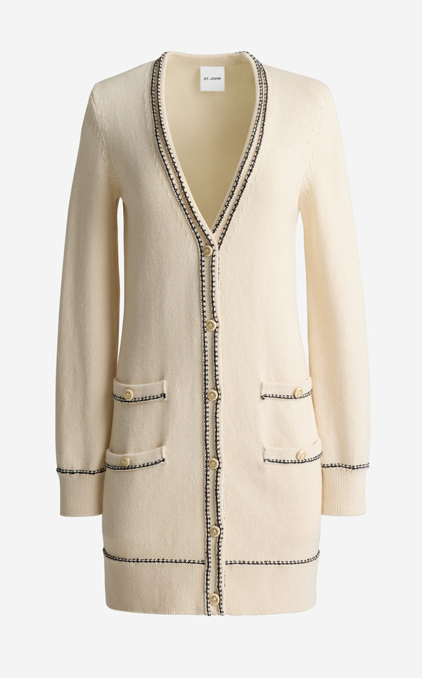 St. John Chantal Cardigan In Brisé Cotton Knit ECBT