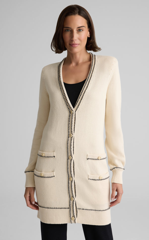 St. John Chantal Cardigan In Brisé Cotton Knit ECBT