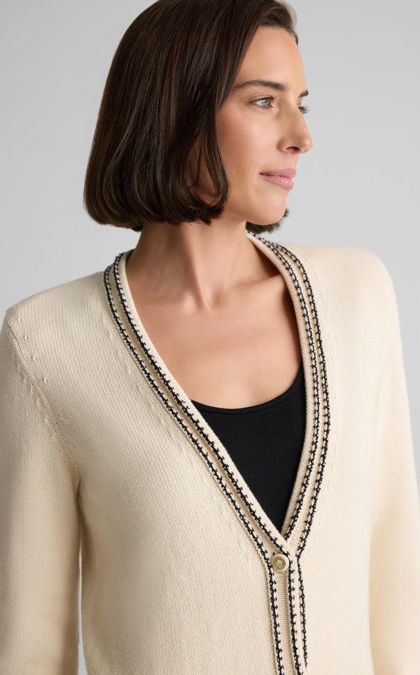 St. John Chantal Cardigan In Brisé Cotton Knit ECBT