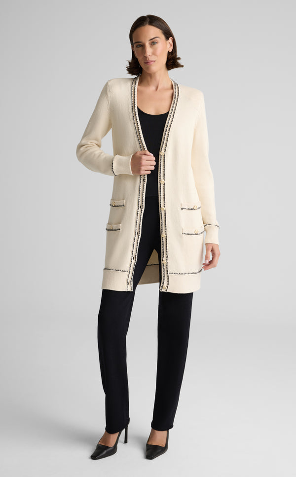 st. john Chantal Cardigan in Brisé Cotton Knit ECBT