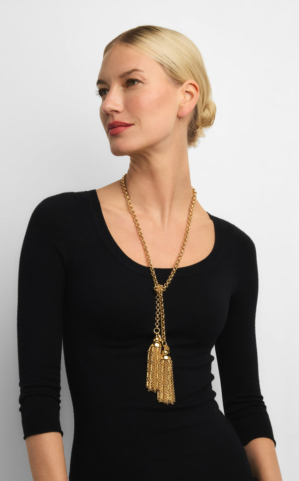 St. John Christina Caruso Gold Tassel Necklace GD00