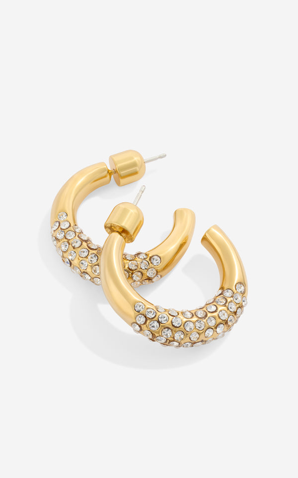 St. John Christina Caruso Pavé Hoop Earrings GD00