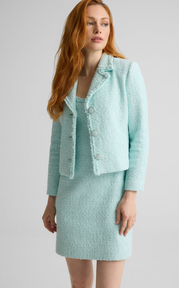 St. John Clara Jacket In Canyon Tweed AQUA