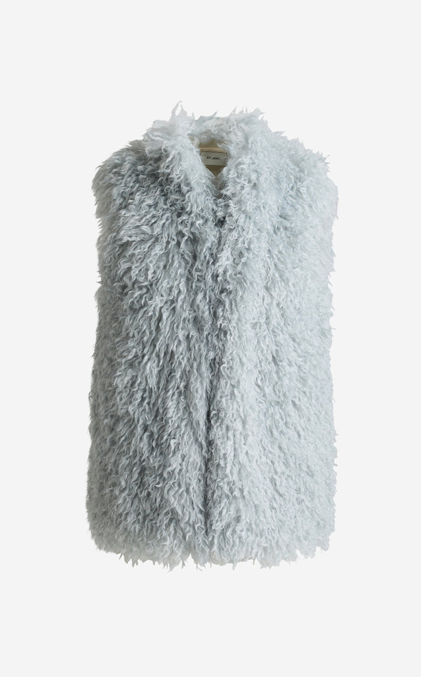 St. John Clementine Vest In Mongolian Faux Fur ICBL