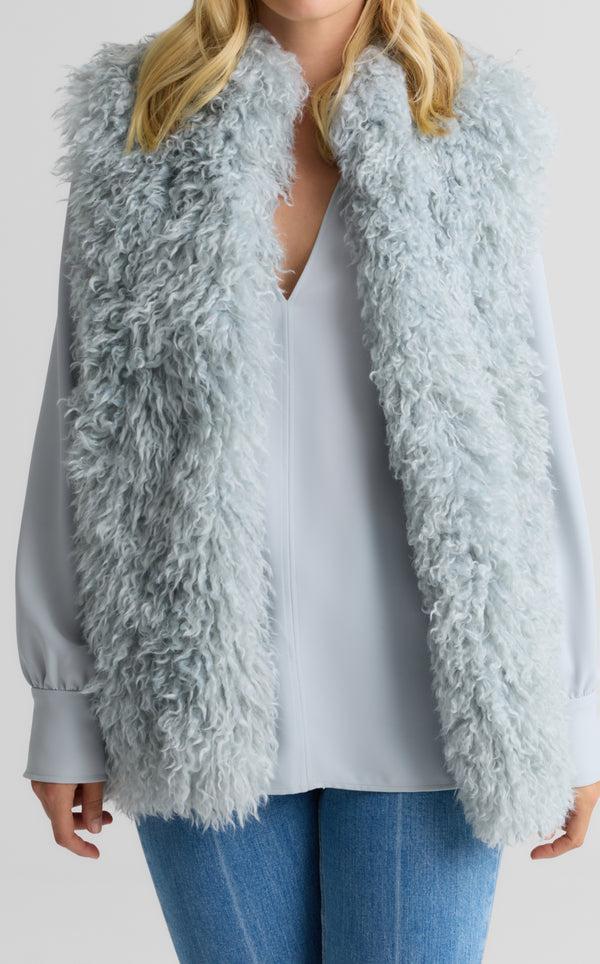 St. John Clementine Vest In Mongolian Faux Fur ICBL