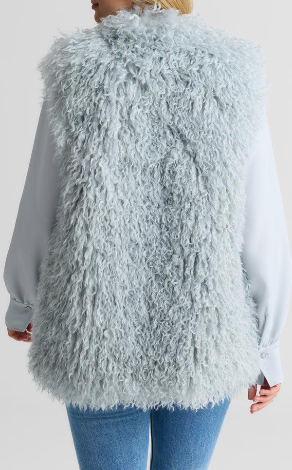 St. John Clementine Vest In Mongolian Faux Fur ICBL
