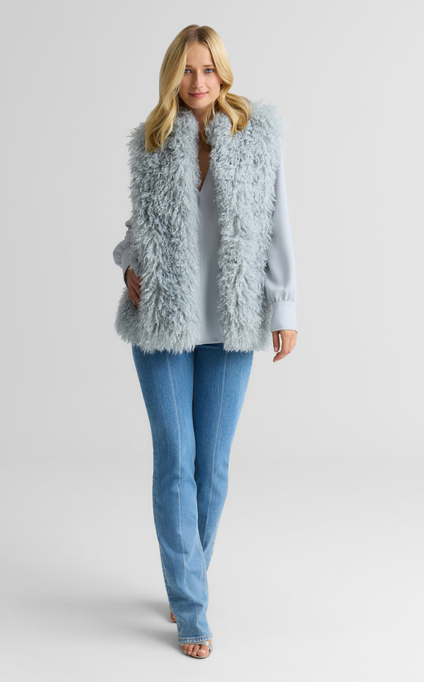 st. john Clementine Vest In Mongolian Faux Fur ICBL