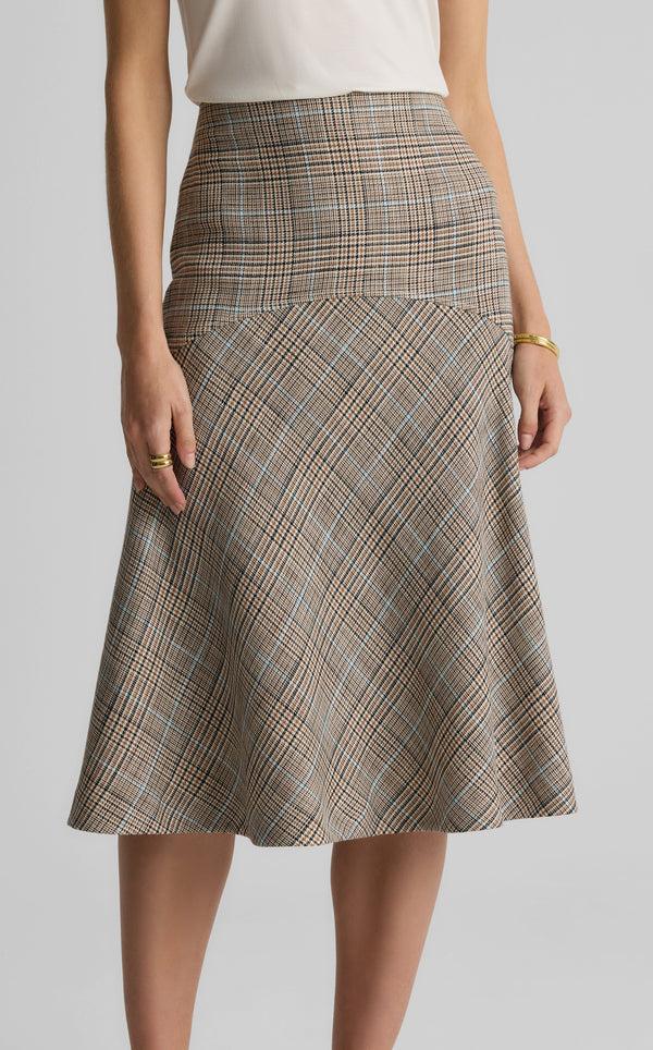 St. John Collins Skirt In Stretch Plaid CEEM