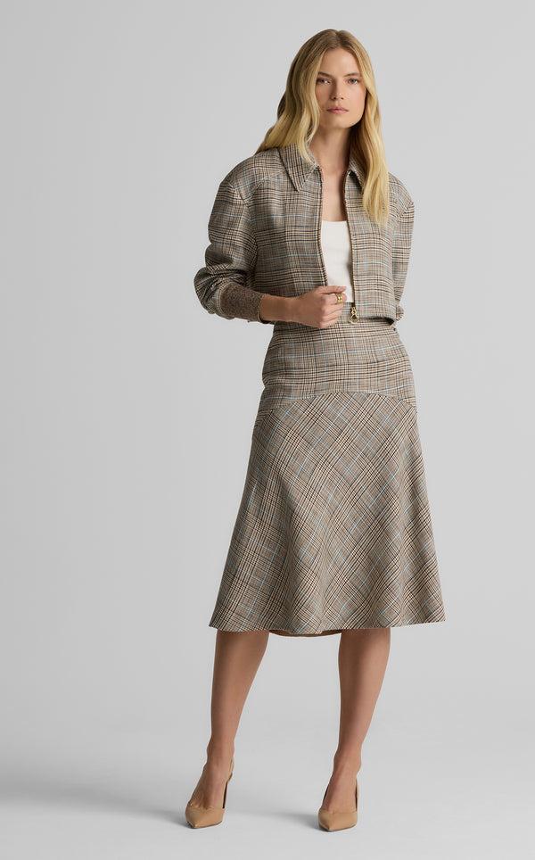 St. John Collins Skirt In Stretch Plaid CEEM