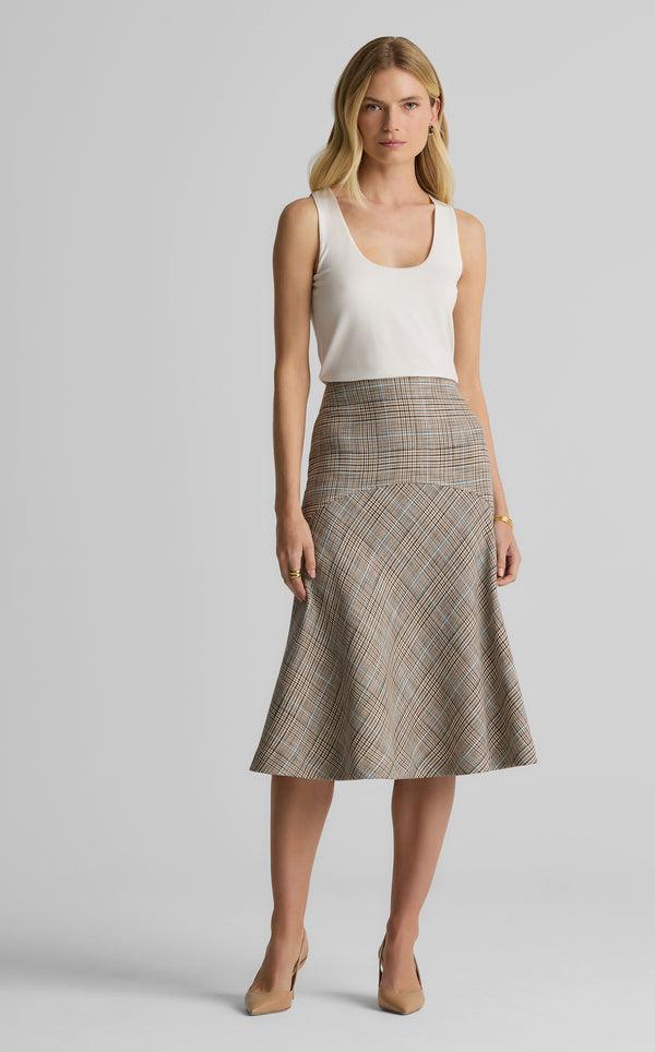 st. john Collins Skirt in Stretch Plaid CEEM