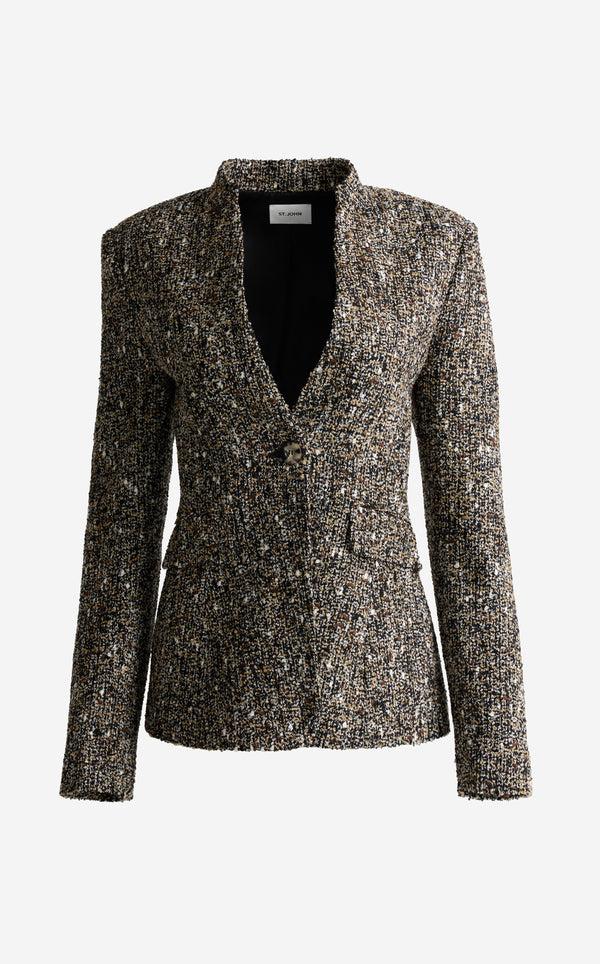 St. John Cynthia Jacket In Kensington Tweed BLEM