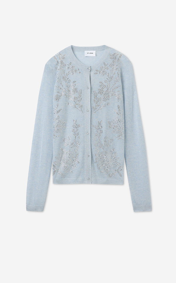 St. John Dawn Cardigan In Embellished Knit BULG
