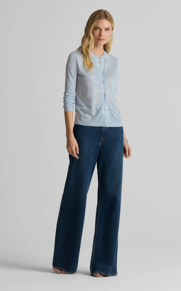 St. John Dawn Cardigan In Embellished Knit BULG