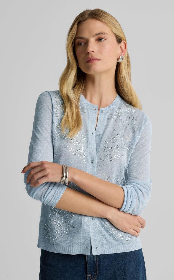 st. john Dawn Cardigan in Embellished Knit BULG