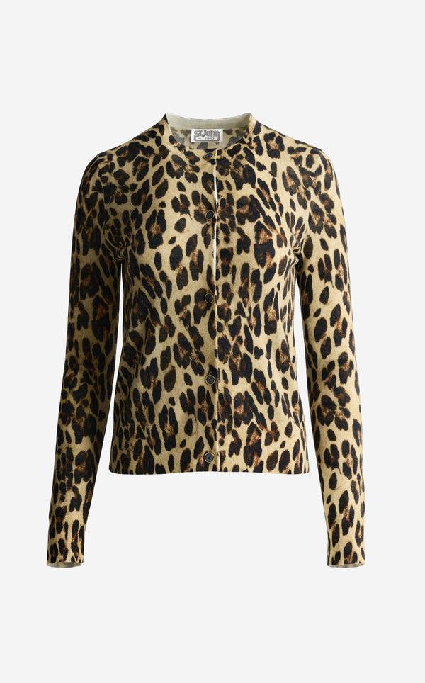St. John Dawn Cardigan In Leopard Print Knit BRLT