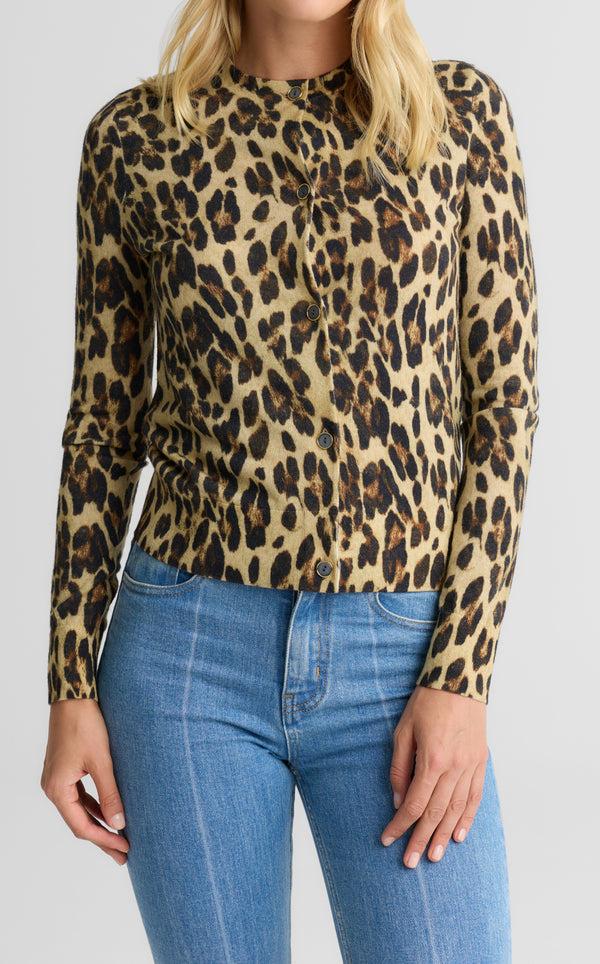 St. John Dawn Cardigan In Leopard Print Knit BRLT