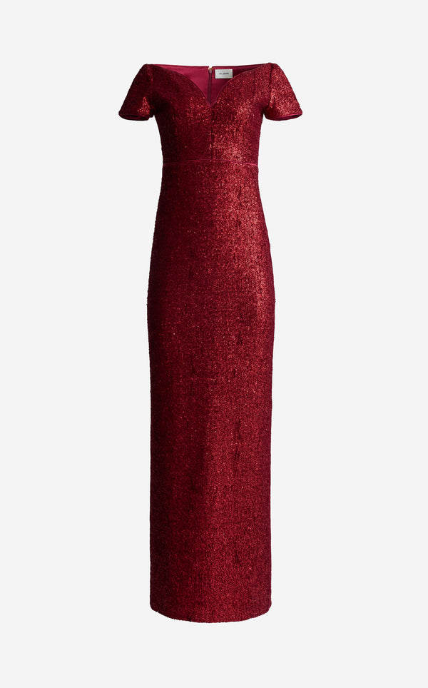 St. John Delia Gown In Velvet Sequin BORX