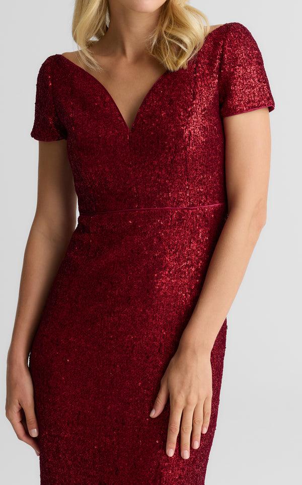 St. John Delia Gown In Velvet Sequin BORX