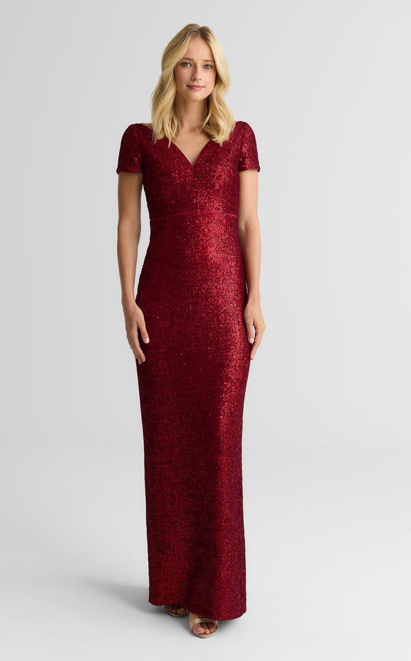 st. john Delia Gown In Velvet Sequin BORX