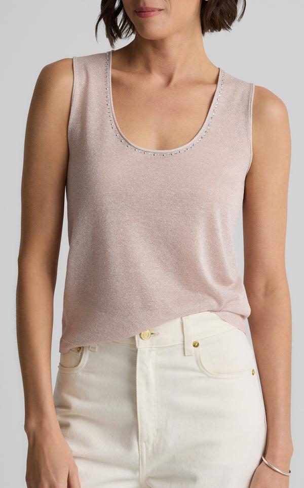 St. John Diana Shell In Metallic Knit PWRS