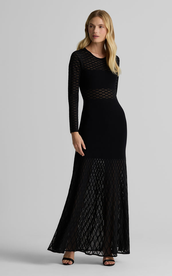 st. john Dina Gown in Diamond Knit BK00