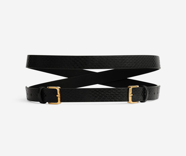 St. John Double Buckle Wrap Belt BKGD