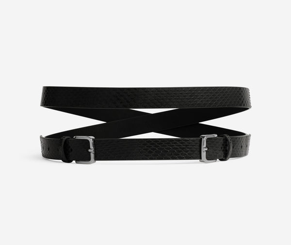 St. John Double Buckle Wrap Belt BKGM