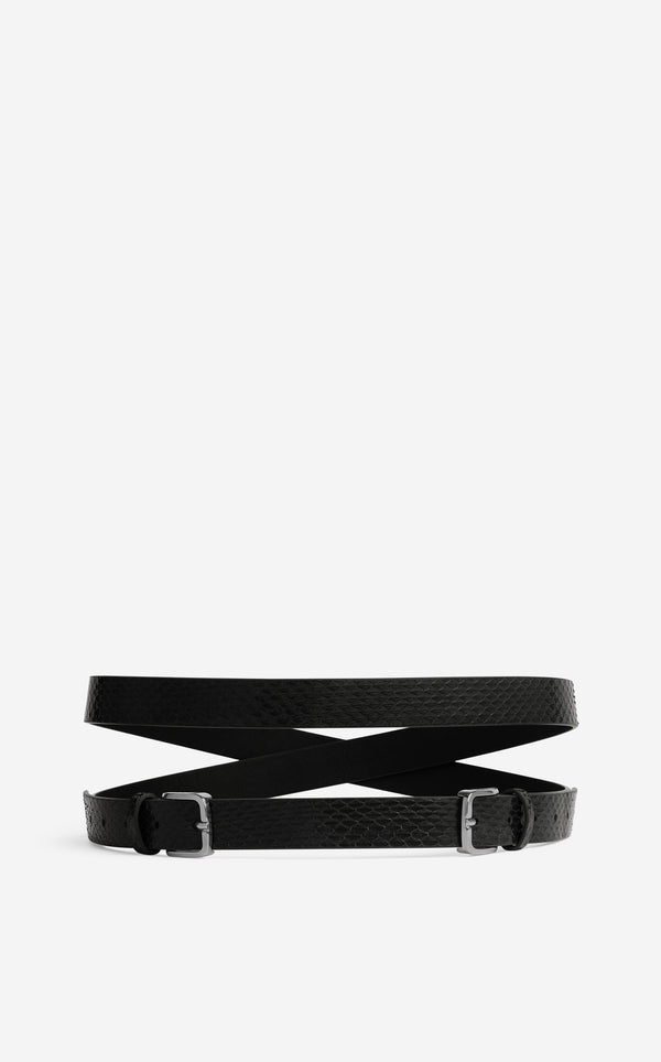 st. john Double Buckle Wrap Belt BKGM