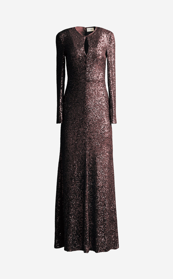 St. John Emilia Gown In Stretch Paillette MOCH