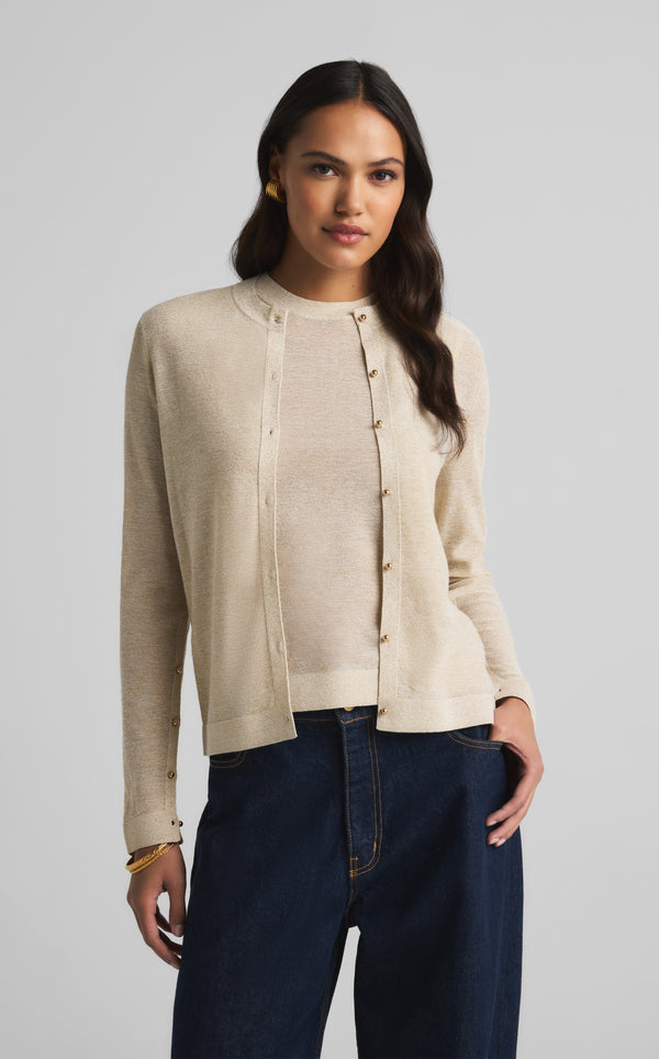 St. John Fine Lurex Cardigan CHGN