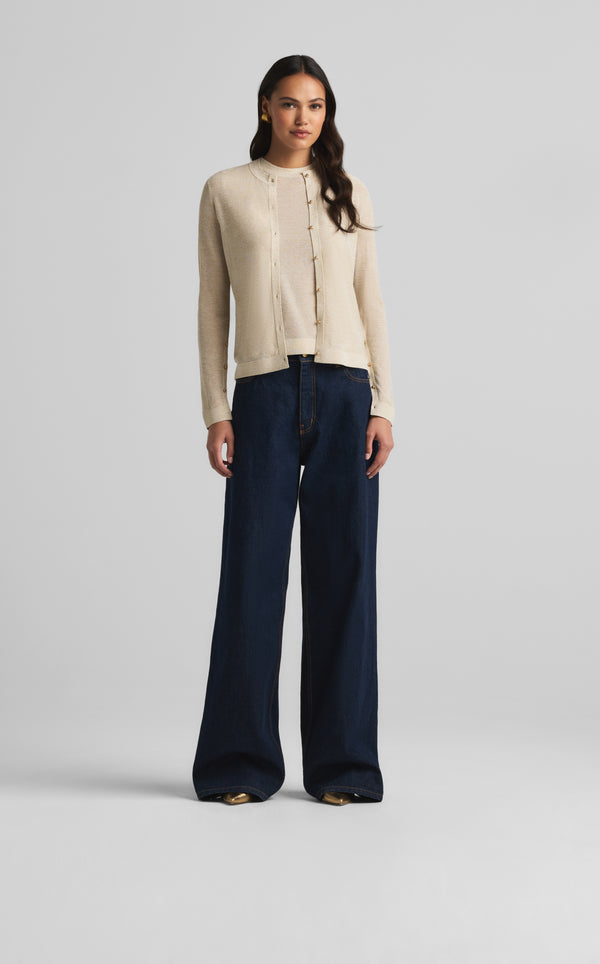 St. John Fine Lurex Cardigan CHGN