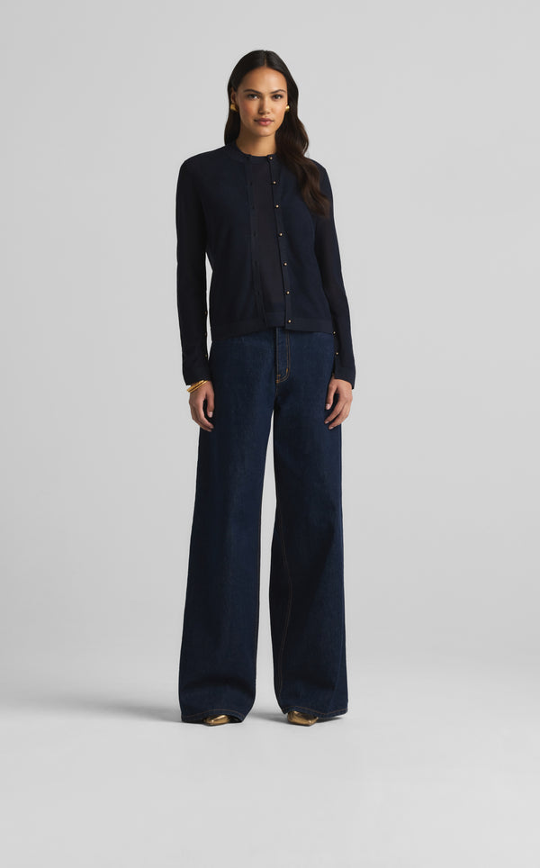 St. John Fine Lurex Cardigan MIDN