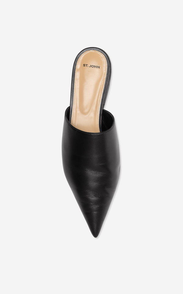 St. John Flat Leather Mule BK00