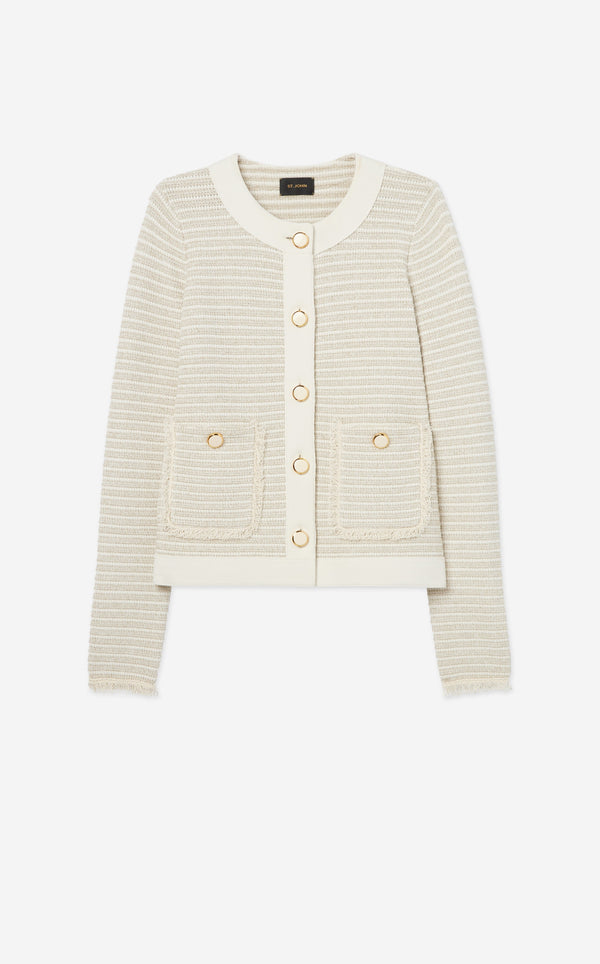 st. john Fringe Knit Short Jacket EC00